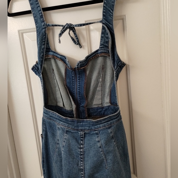 Free People We The Free Crvy 2nd Ave One Piece Jumpsuit Curulean Denim Size 4 - Picture 5 of 11